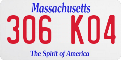 MA license plate 306KO4