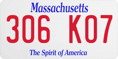 MA license plate 306KO7