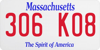 MA license plate 306KO8