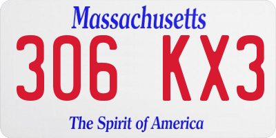 MA license plate 306KX3