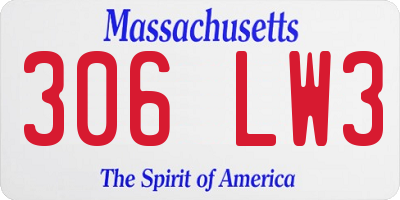 MA license plate 306LW3