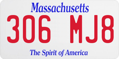 MA license plate 306MJ8