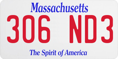 MA license plate 306ND3