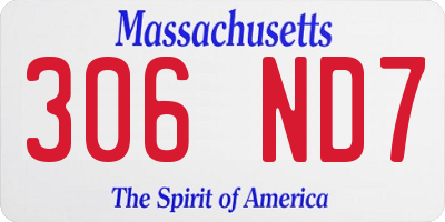 MA license plate 306ND7