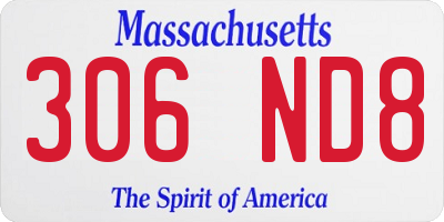 MA license plate 306ND8
