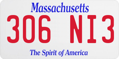 MA license plate 306NI3