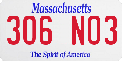 MA license plate 306NO3
