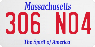 MA license plate 306NO4