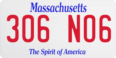 MA license plate 306NO6