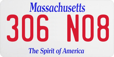 MA license plate 306NO8