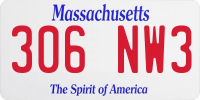 MA license plate 306NW3