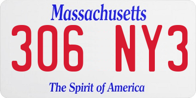 MA license plate 306NY3