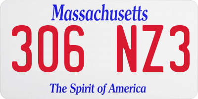 MA license plate 306NZ3