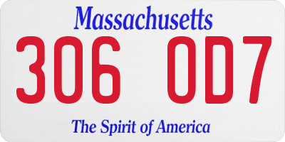 MA license plate 306OD7