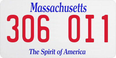 MA license plate 306OI1