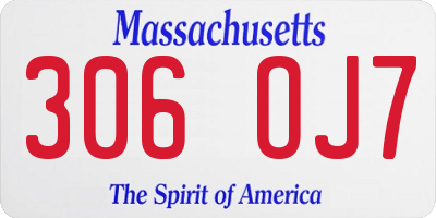 MA license plate 306OJ7