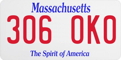 MA license plate 306OK0