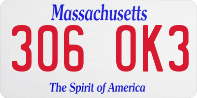 MA license plate 306OK3