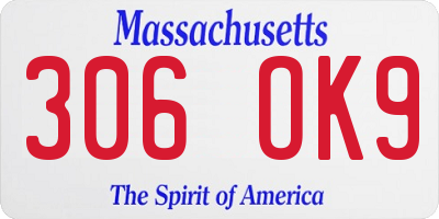 MA license plate 306OK9