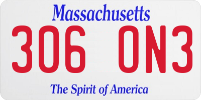 MA license plate 306ON3