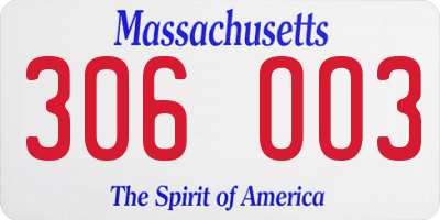 MA license plate 306OO3