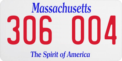 MA license plate 306OO4