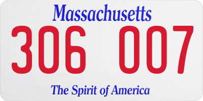 MA license plate 306OO7