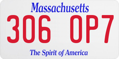 MA license plate 306OP7