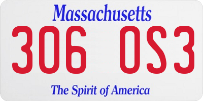 MA license plate 306OS3