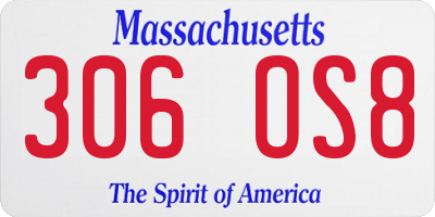 MA license plate 306OS8