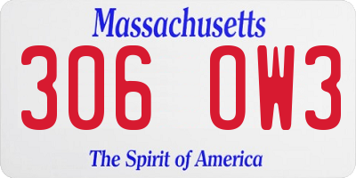 MA license plate 306OW3