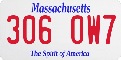 MA license plate 306OW7