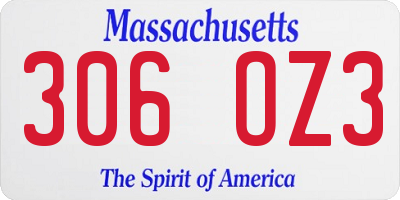 MA license plate 306OZ3