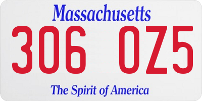 MA license plate 306OZ5