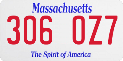 MA license plate 306OZ7