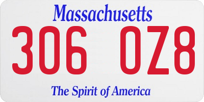 MA license plate 306OZ8