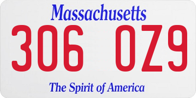 MA license plate 306OZ9