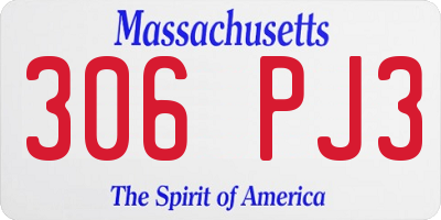 MA license plate 306PJ3