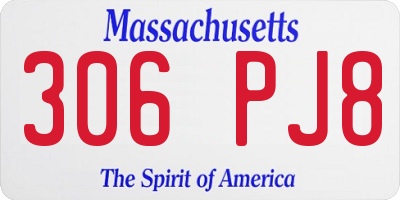 MA license plate 306PJ8