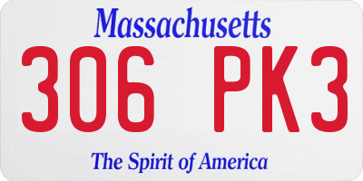 MA license plate 306PK3