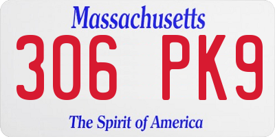 MA license plate 306PK9