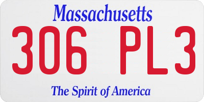 MA license plate 306PL3
