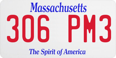 MA license plate 306PM3
