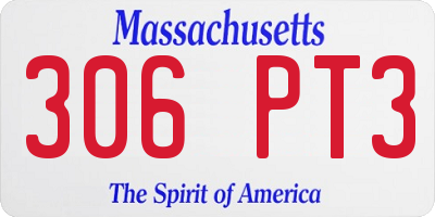 MA license plate 306PT3