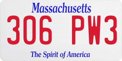 MA license plate 306PW3