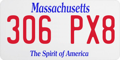 MA license plate 306PX8
