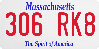 MA license plate 306RK8