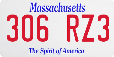 MA license plate 306RZ3