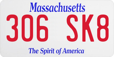 MA license plate 306SK8