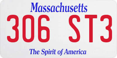 MA license plate 306ST3